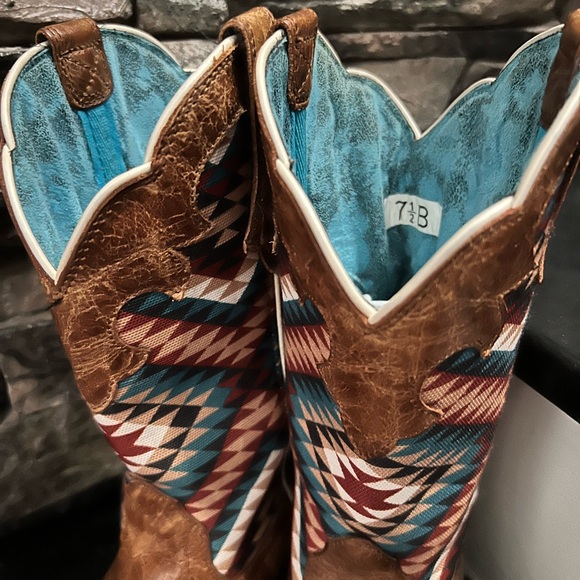 Ariat Teal and Black Leather Western Boots - Picture 12 of 13